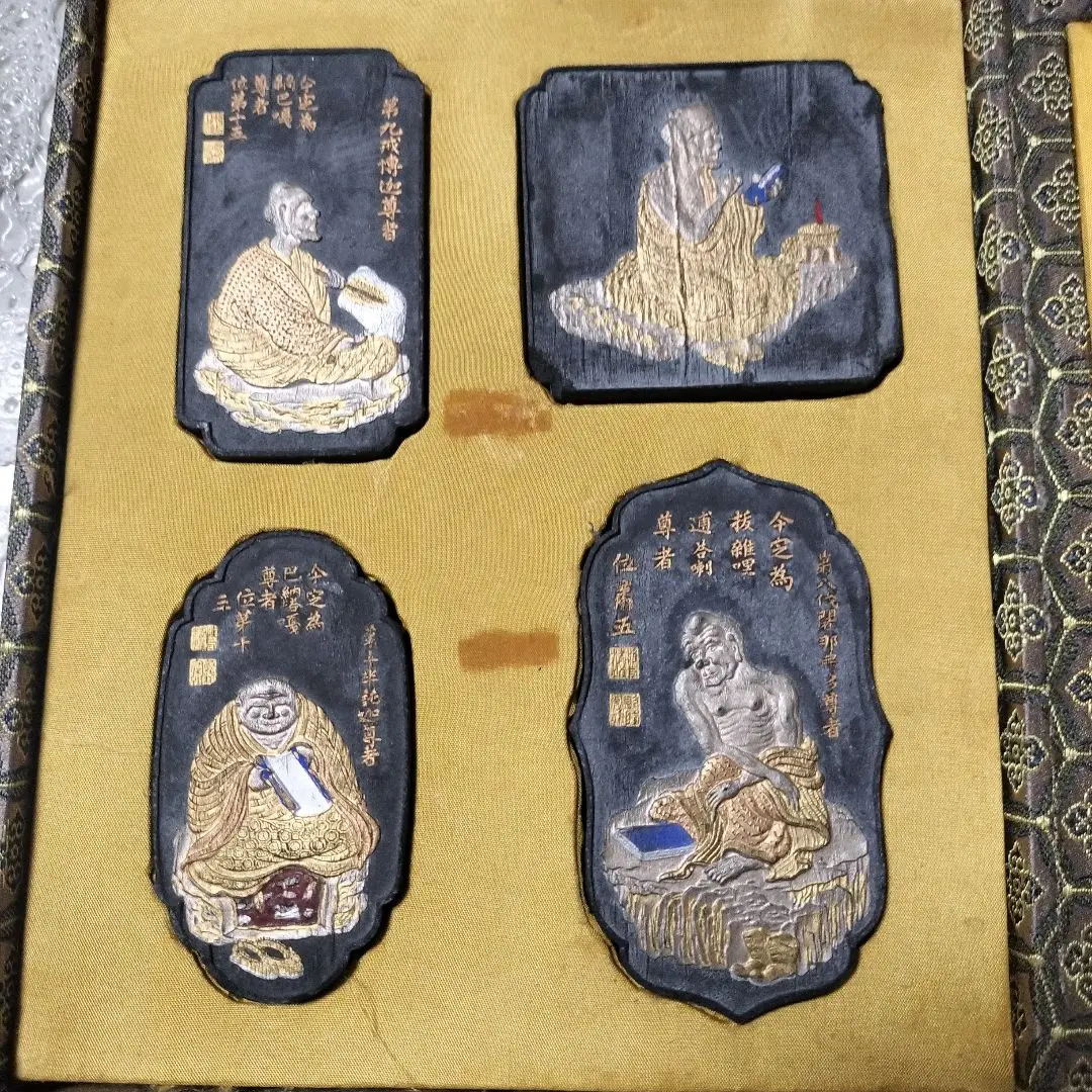 50年前の唐墨/十六羅漢彫/古墨/中国墨/固形墨/書道/仏教/置物/美術/骨董 50年前の唐墨/十六羅漢彫/古墨/中国墨/固形墨/書道/仏教/置物