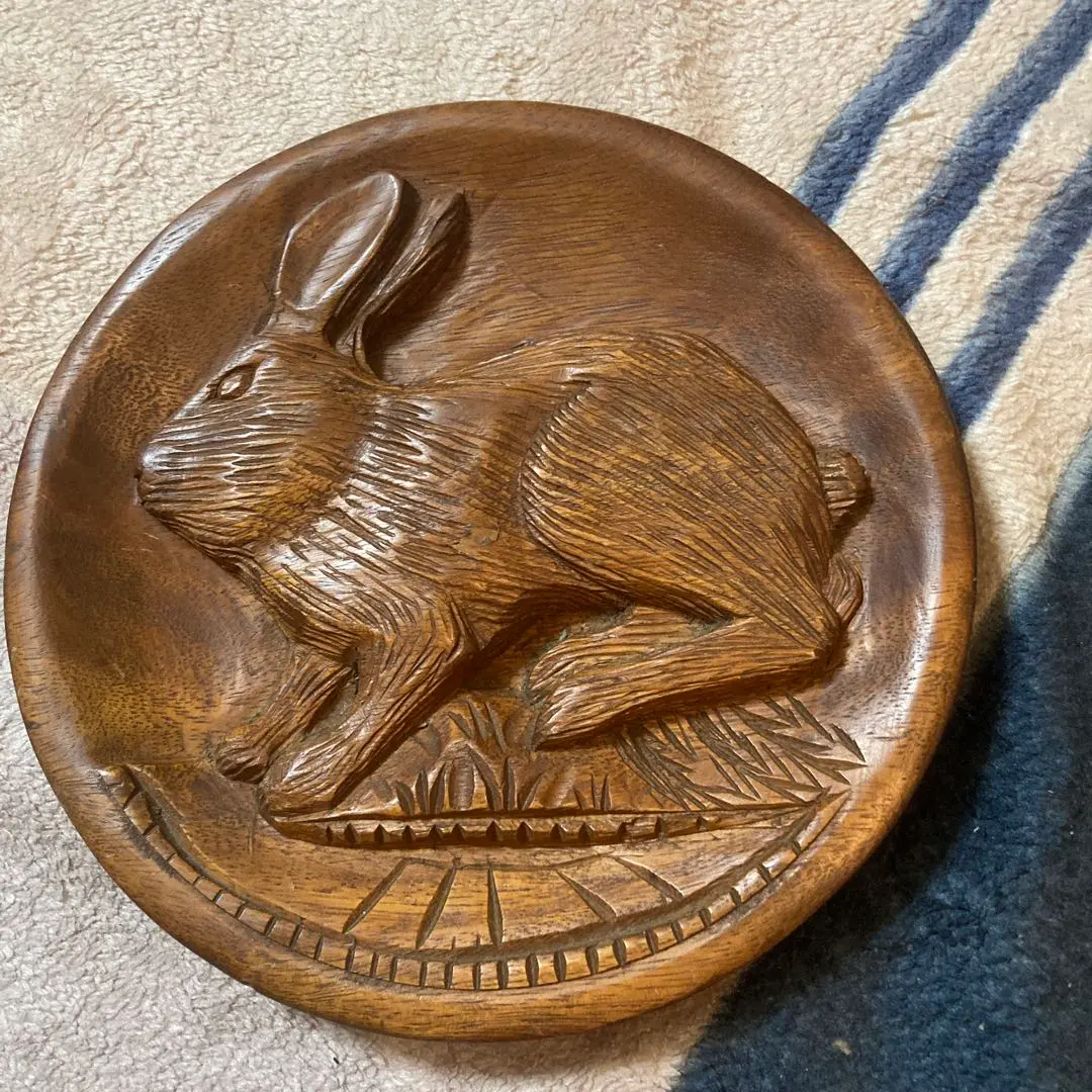 Thumbnail of Decorative Plate, Wooden, Rabbit, Bunny, with Stand, Handmade, Craft