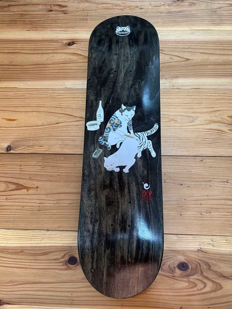 モンモンキャッツ　Monmon cats スケボーデッキ 楽天市場】MONMON CATS Tebori Cat Skate Deck Black 8.5