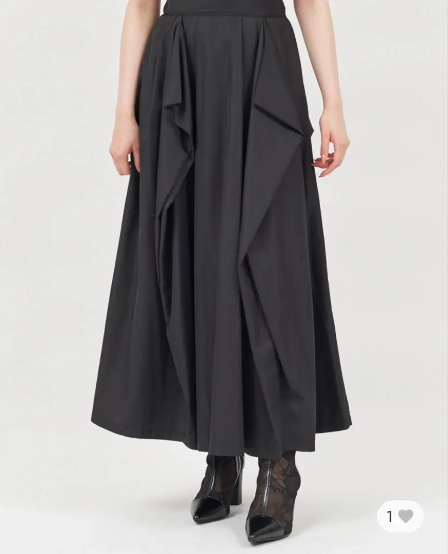 Thumbnail of Royal Party Black Flare Skirt with Drape Design