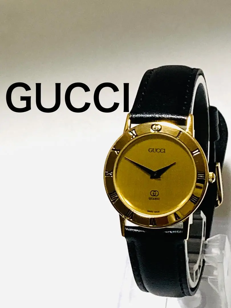 【値下げ】GUCCI グッチ 腕時計 付け替えベルト付き ゴールド GUCCI グッチ シェリーライン 電池 ベルト新品ゴールド