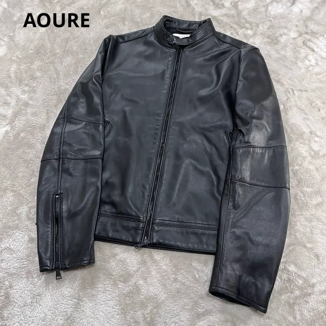 未使用✨️【AOURE】アウール シングルライダース 羊革 レザージャケット M ✨未使用✨美品 レザージャケット 羊革 ほぼ新品 ライダース XL