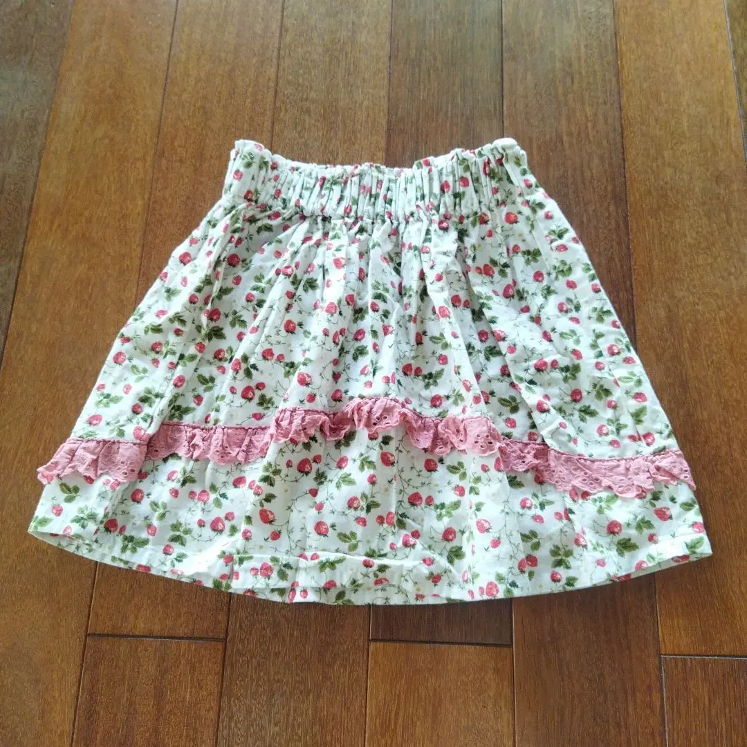 Thumbnail of [Handmade] Strawberry Pattern Frill Skirt, Estimated Size 100cm