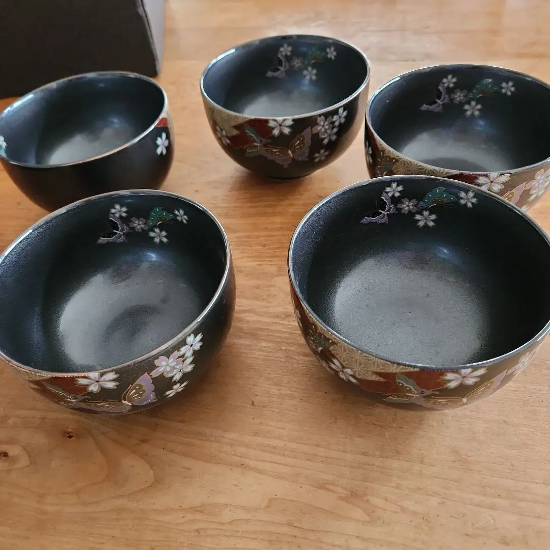 Thumbnail of Mino ware, Zuitou, teacups, five bowls with lids