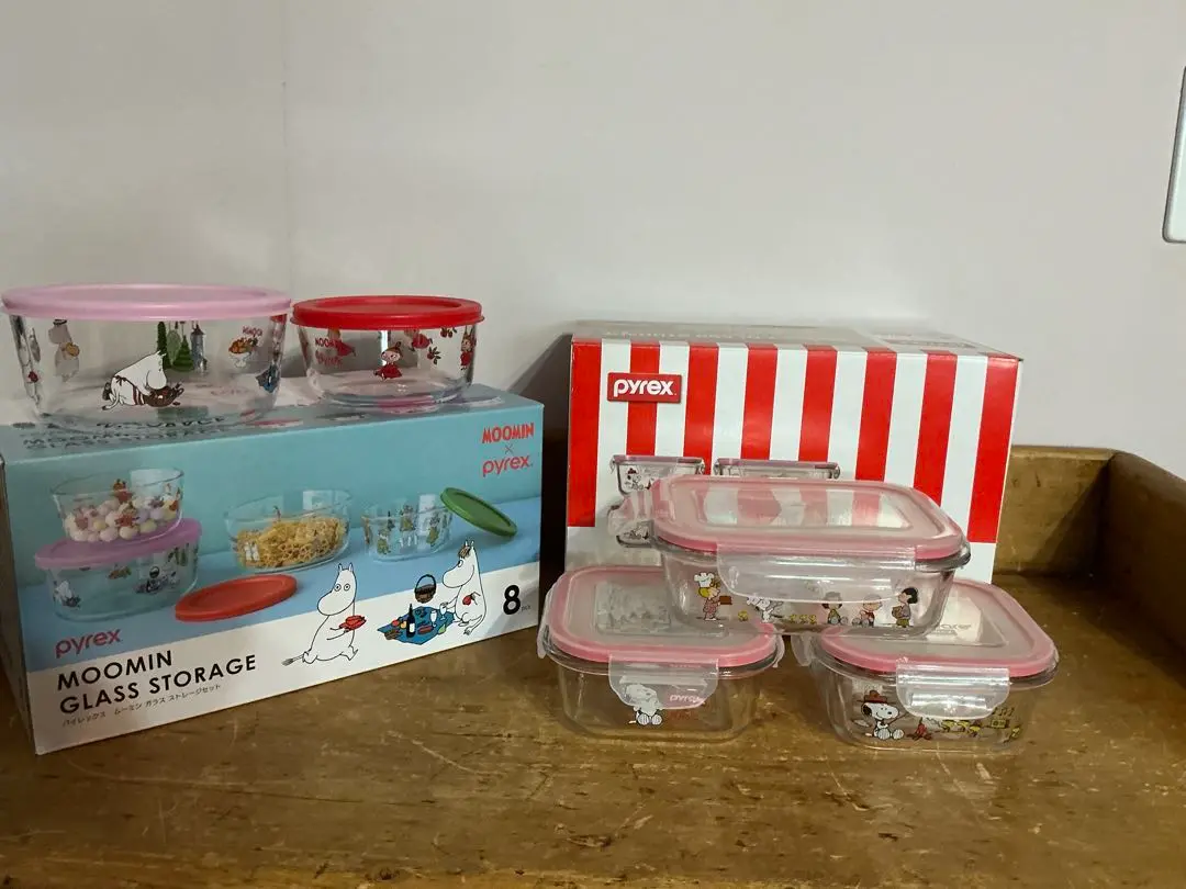 中古Pyrex Moomin ＆snoopy Glass Storage 8個 2025年最新】Pyrex ムーミンの人気アイテム - メルカリ