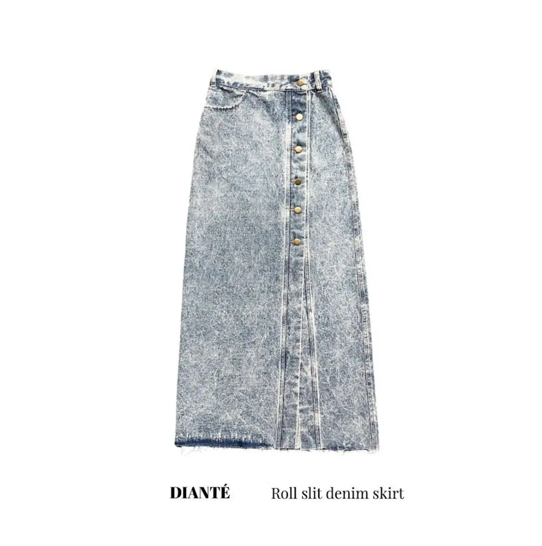 diante ロールスリットデニムスカート DIANTEのロールスリット デニムスカート ブラック
