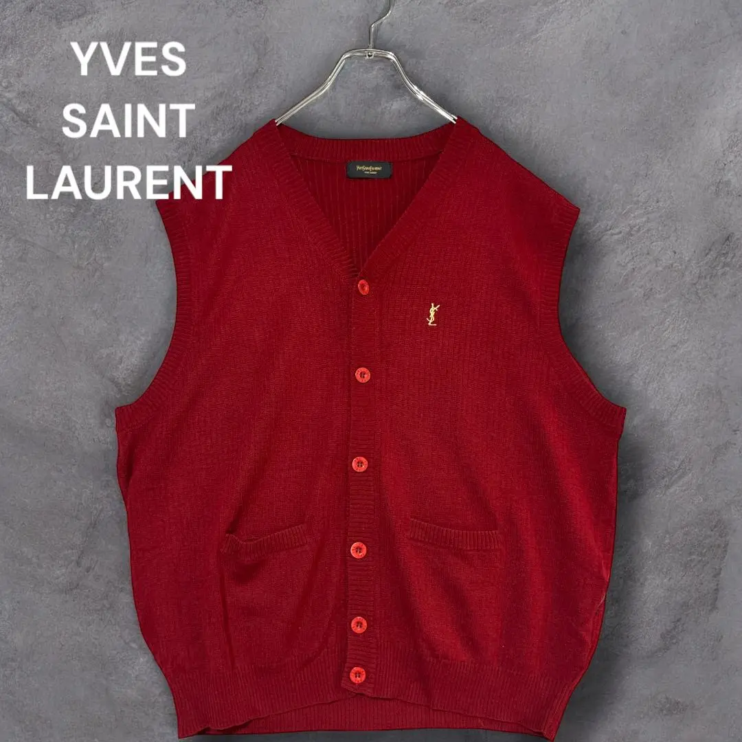VINTAGE/ Yves Saint Laurent/ ニットベスト / 36 古着 80s Yves Saint Laurent 民族 ネイティブ 同柄 アクリル