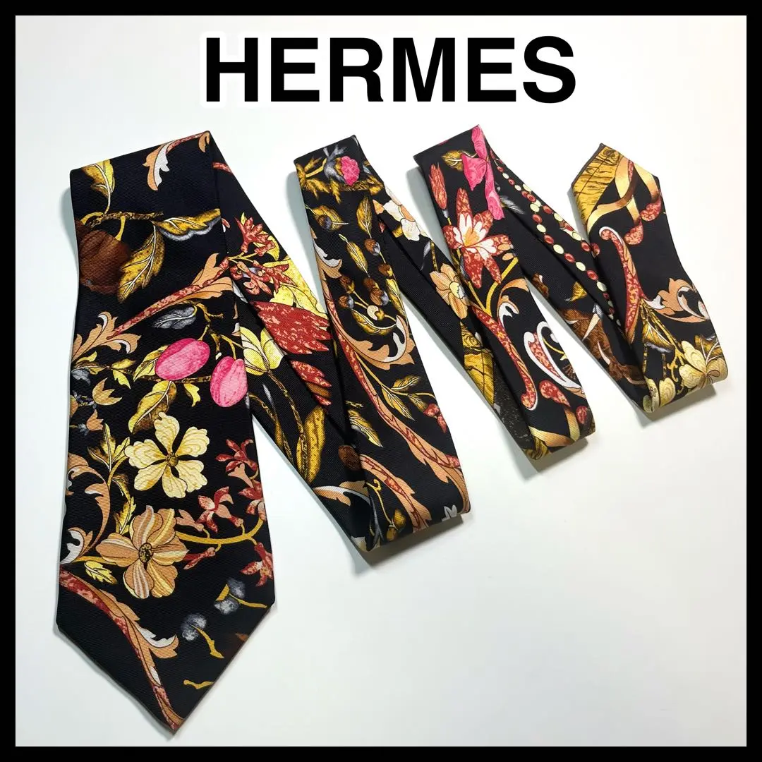 【入手困難】　スカーフ柄　HERMES エルメス　ネクタイ ◇希少◇ HERMES エルメス ネクタイ スカーフ柄 ヴィンテージ 高級
