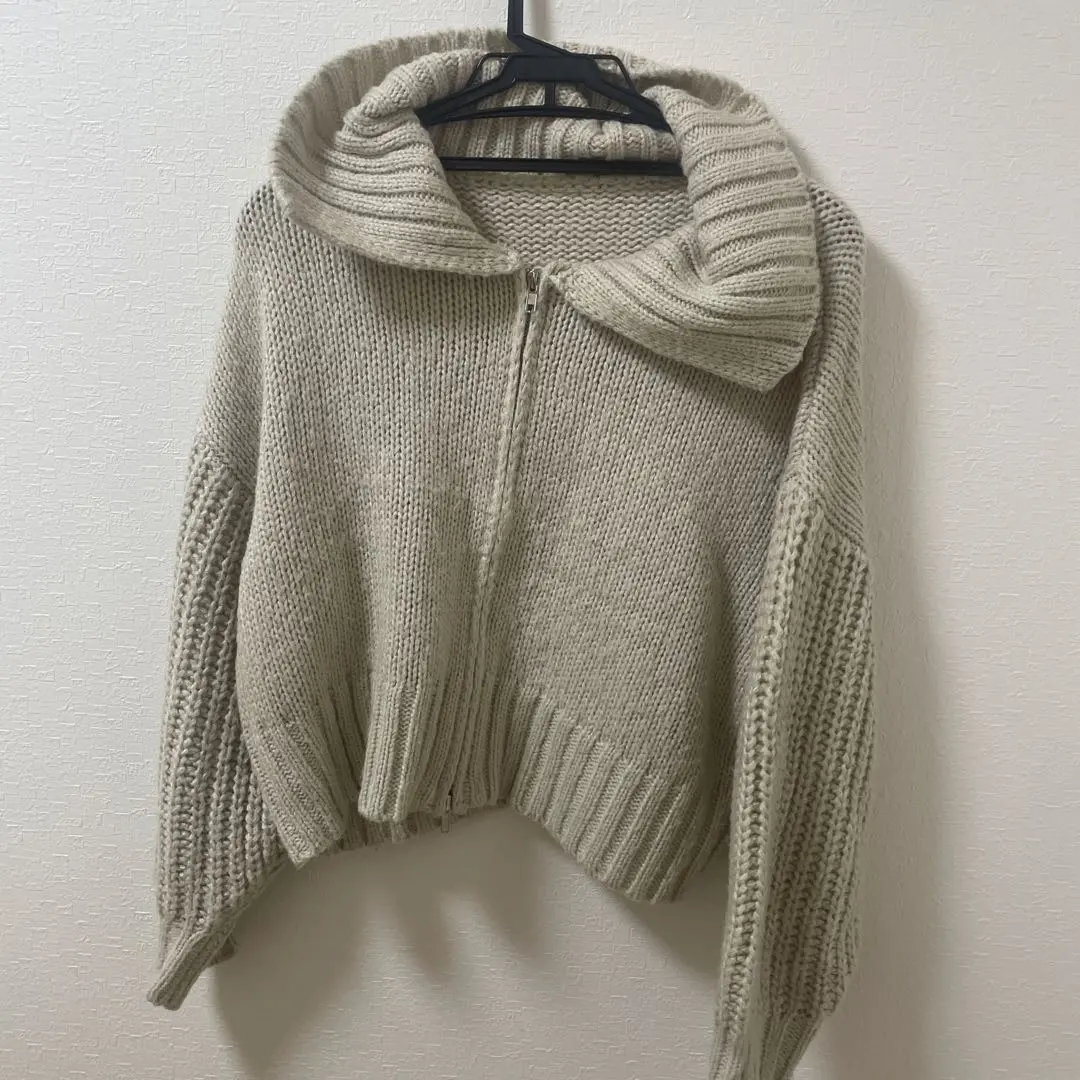 Thumbnail of Beige knit cardigan, size M