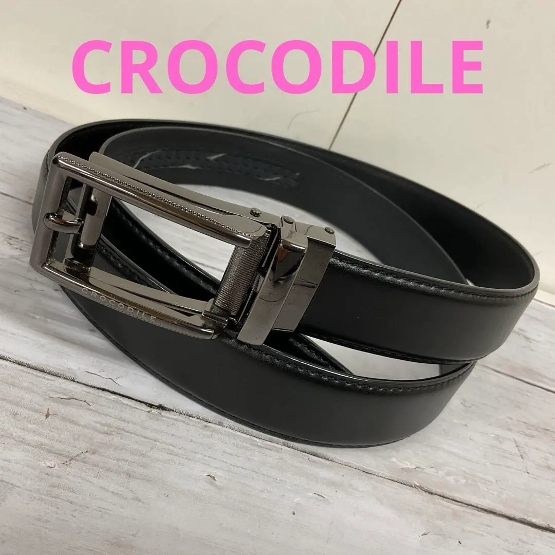 未使用品 CROCODILE クロコダイル 最高級ベルト ブラック 黒 刻印あり □極上□本物□ クロコダイル シルバー金具 ベルト 表記サイズ L