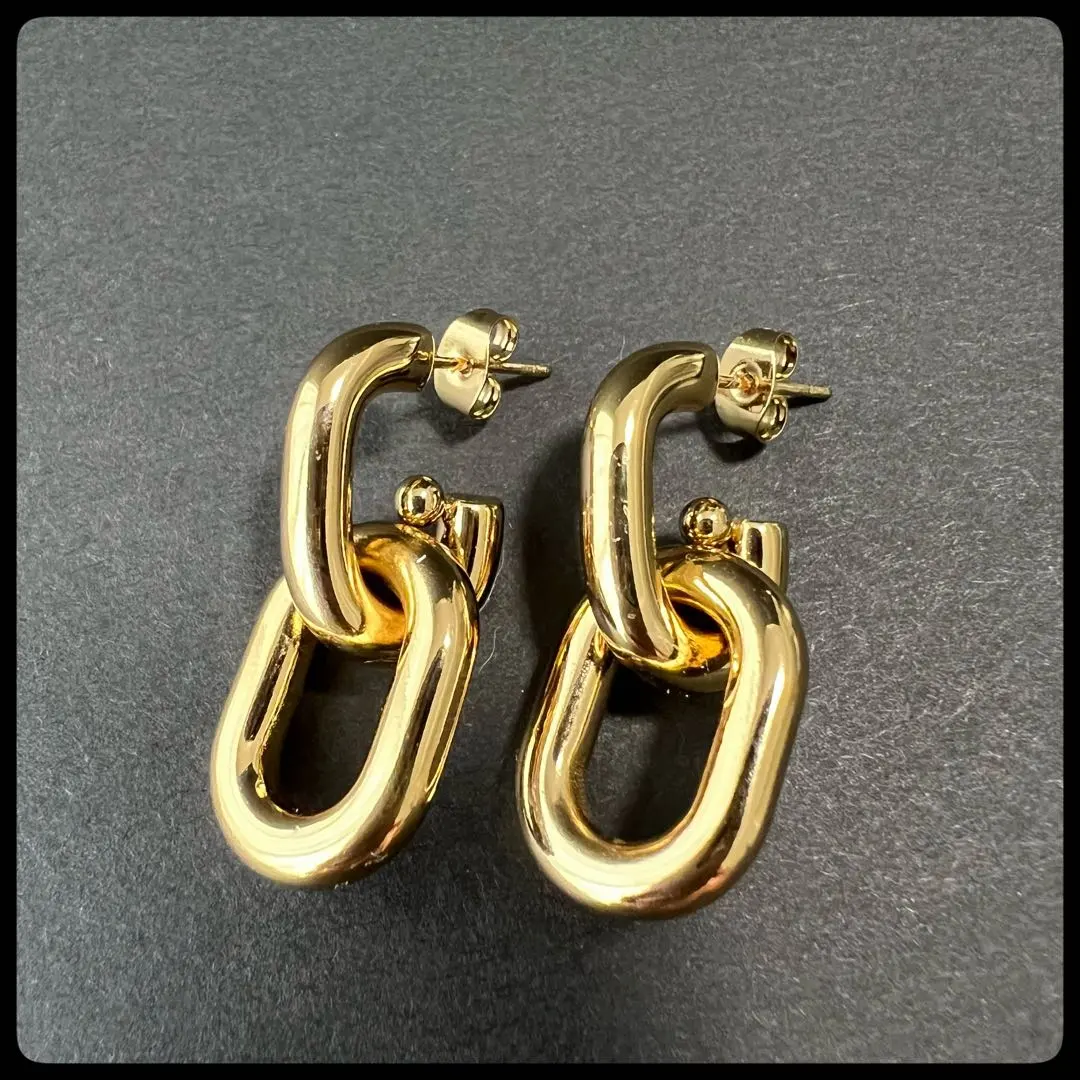 Thumbnail of Gold link chain style earrings - simple
