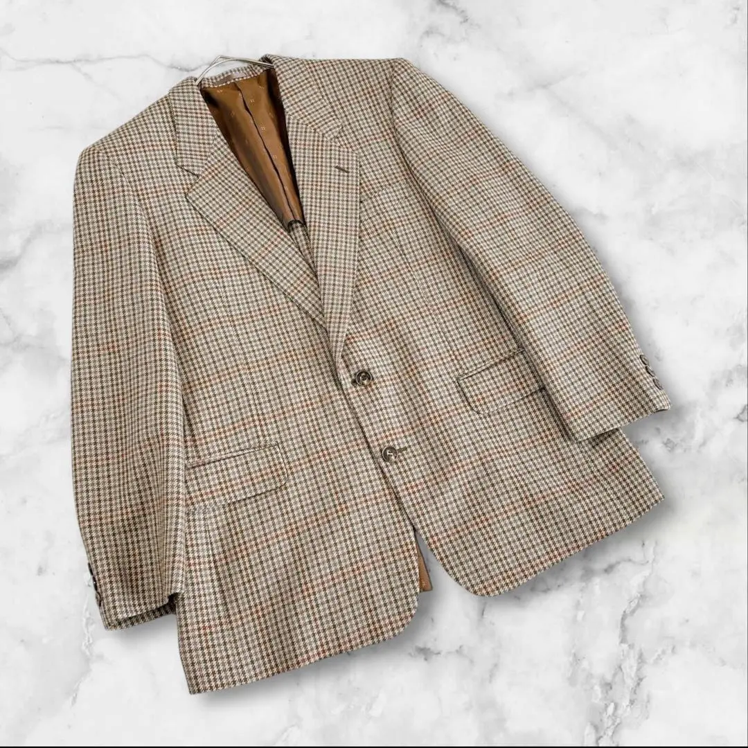 Thumbnail of Zenon Tailored Jacket Brown Check Pattern 100% Wool Shoulder Pads Free Size