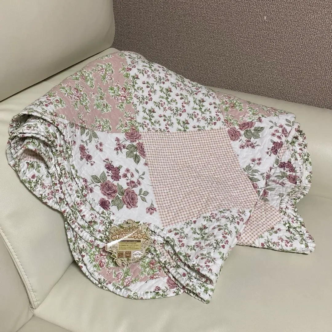 再入荷！ローラアシュレイ風キルトマルチカバー ピンフォード トレリス 柄 キルトマルチカバー 200×200cm