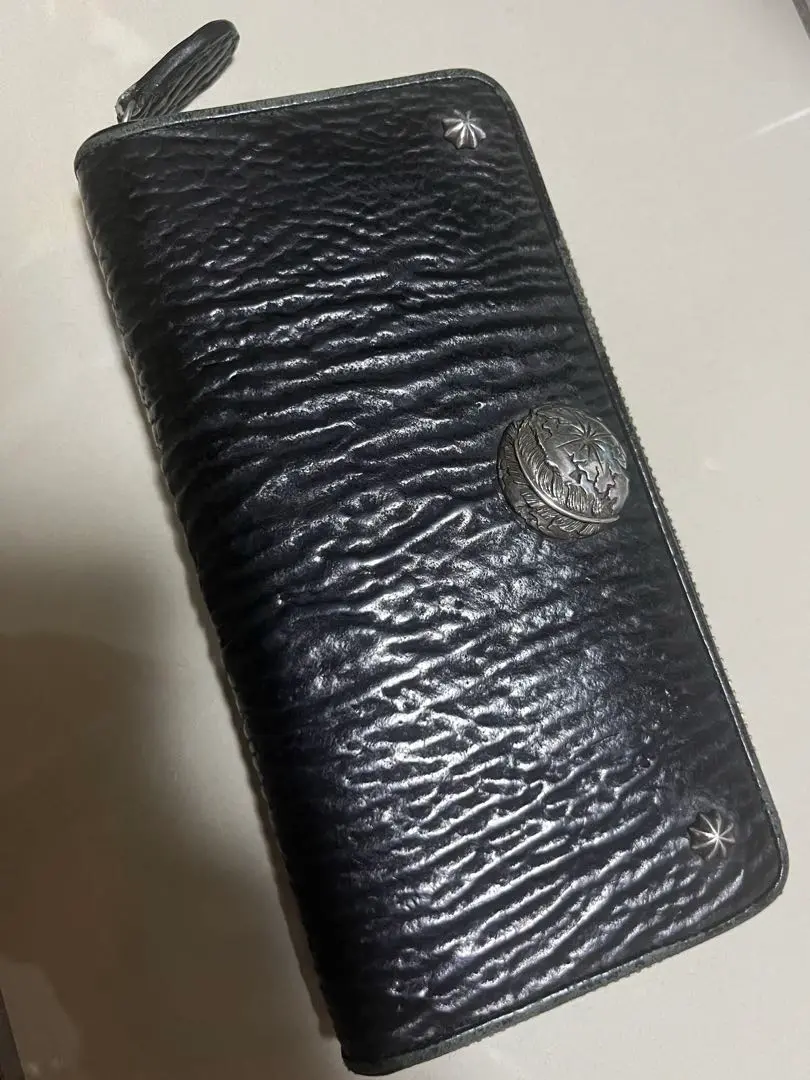 SAAD レザー編み込み長財布 グレー新品未使用　ノベルティ付き 財布 長財布 メンズ レディース ポニーレザー 本革 メッシュ