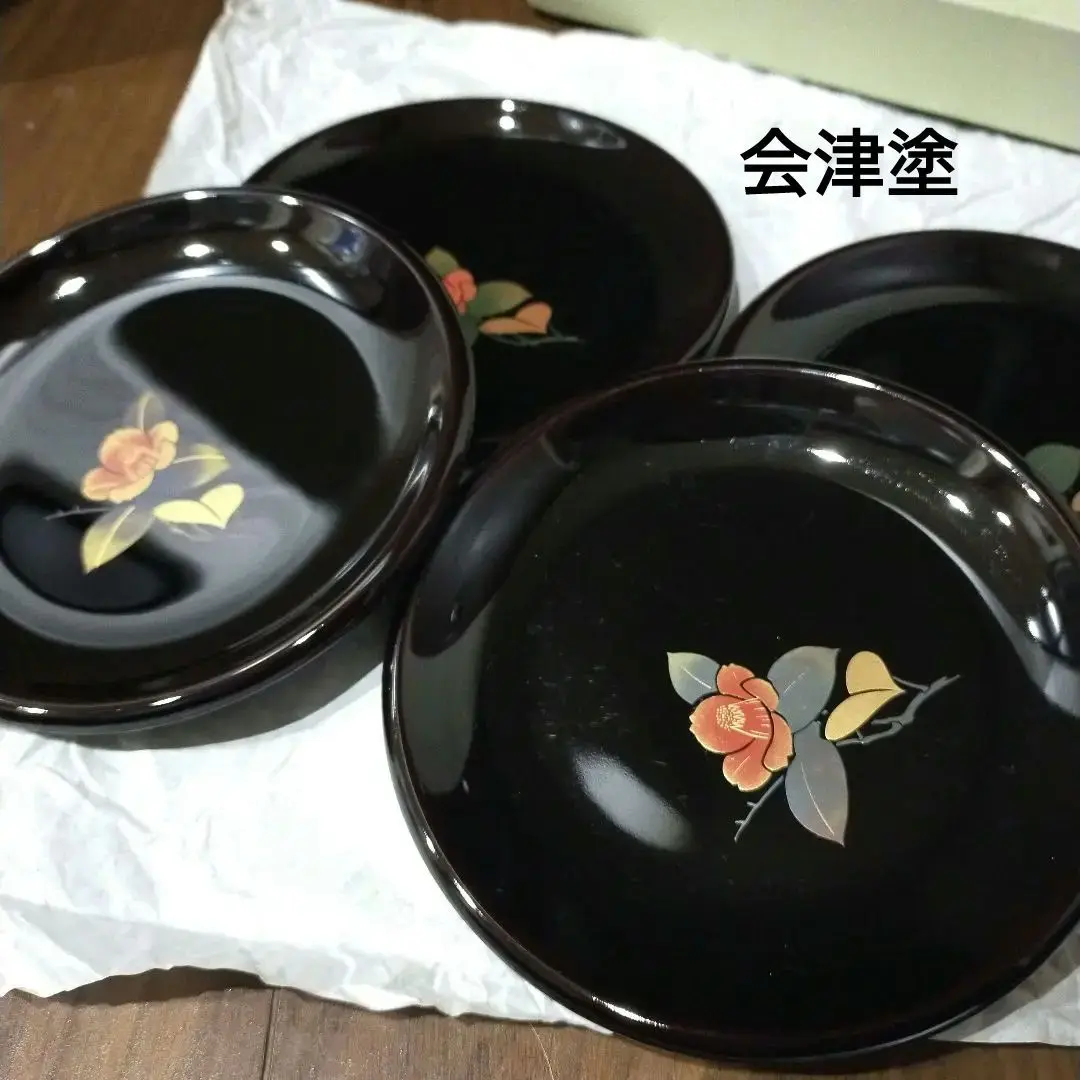 会津塗　乾漆鉢と乾漆皿　木製漆器　菓子鉢　台皿　茶道具　桐箱付 会津塗乾漆鉢と乾漆皿木製漆器菓子鉢台皿茶道具桐箱付