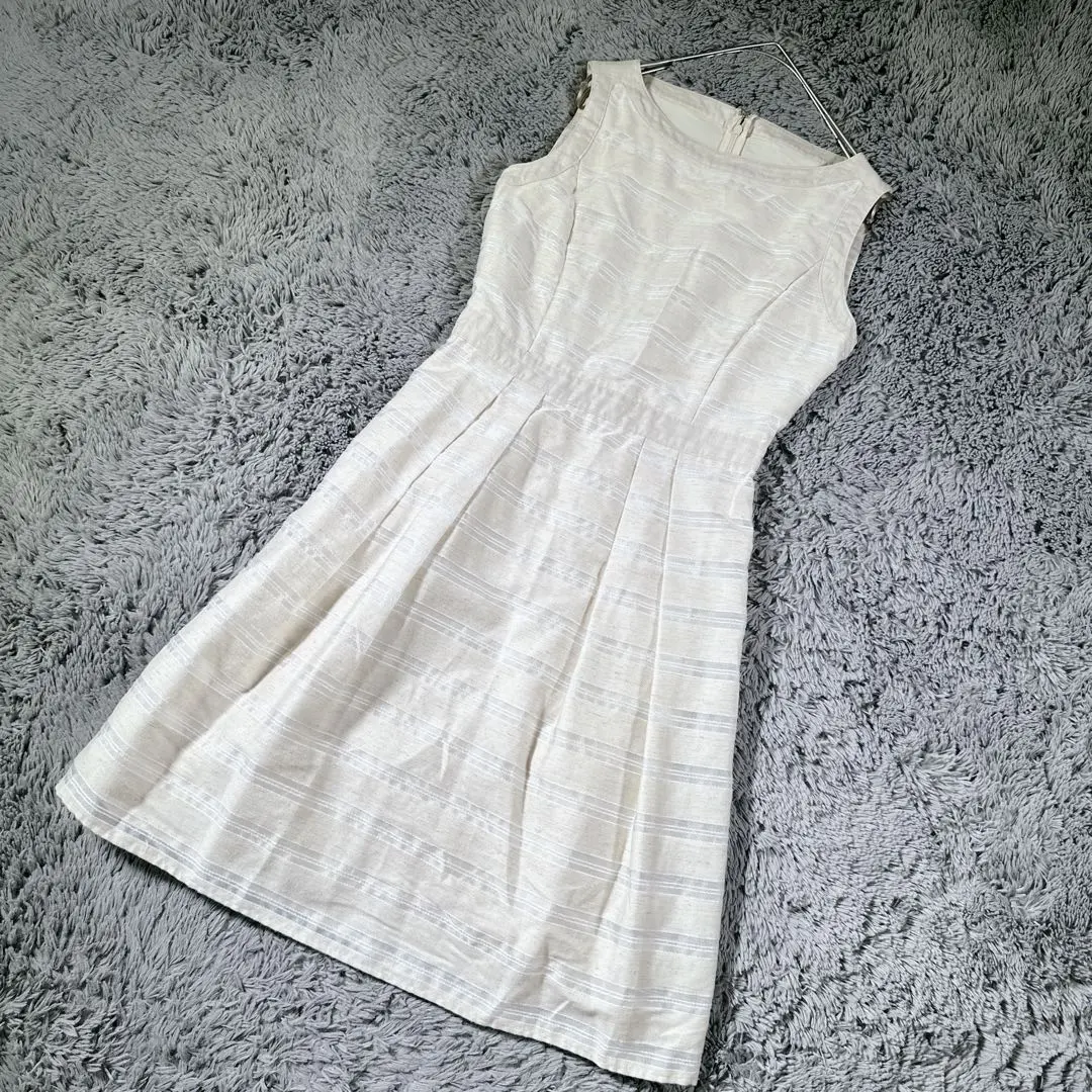 Thumbnail of ANAYI Sleeveless Knee-Length Dress, Border Pattern ☆ All-over Print, White系, Size 34