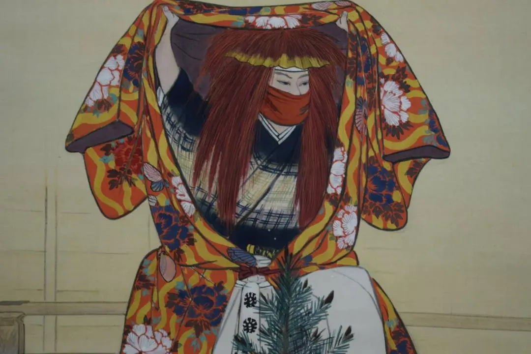 真作/内山秀圃/能楽羽衣竹生島図/双幅/杉共箱付/布袋屋掛軸HE-500 真作/内山秀圃/能楽羽衣竹生島図/双幅/杉共箱付/布袋屋掛軸HE-500