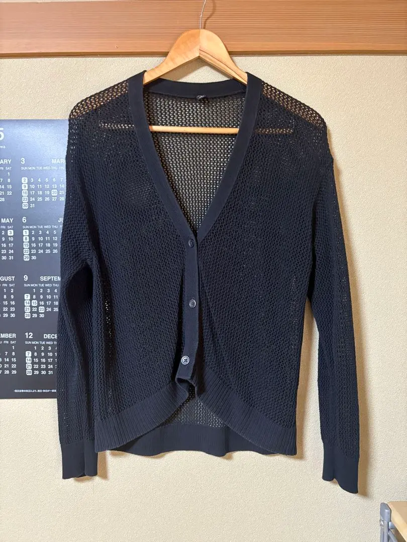 Thumbnail of Uniqlo Black Mesh Knit Long Sleeve Cardigan L