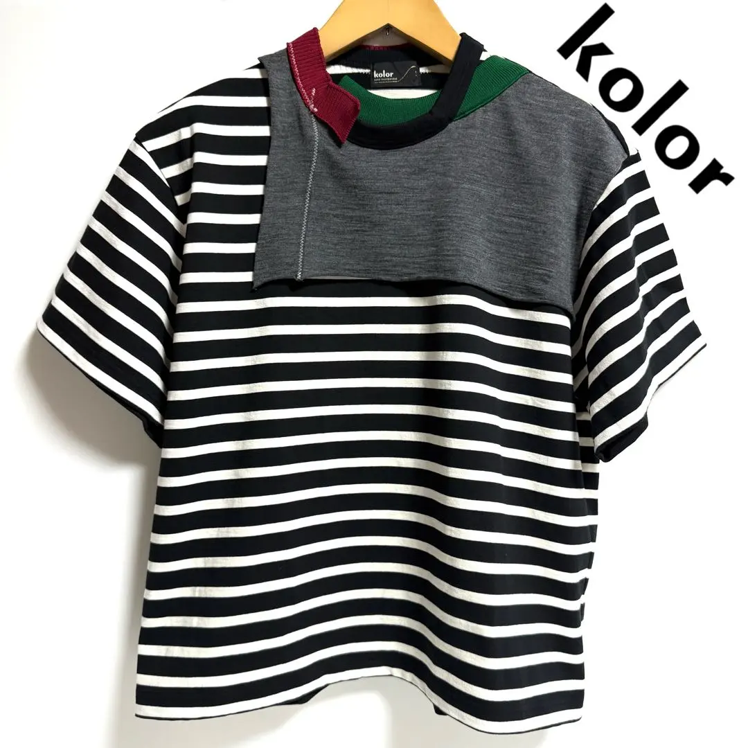 Kolor ボーダー 半袖シャツ サイズ1 変形ボーダー半袖Tシャツ【洗濯機OK】（カットソー） | THE SHOP