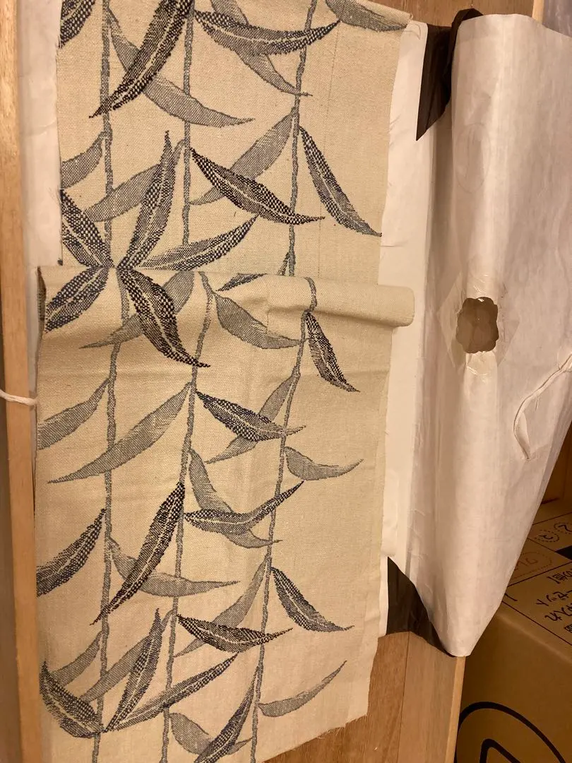 Thumbnail of Handmade, Remake Obi, Leaf Pattern, Linen Blend Fabric, Bag Making, Scrap Fabric