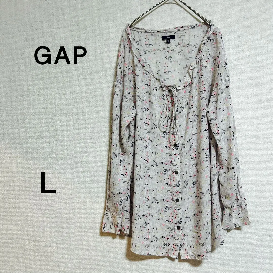 Thumbnail of GAP Floral Print Long Sleeve Shirt Blouse, Size L