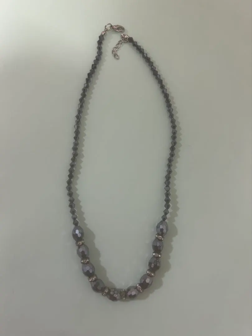 Thumbnail of Gray faceted bead necklace