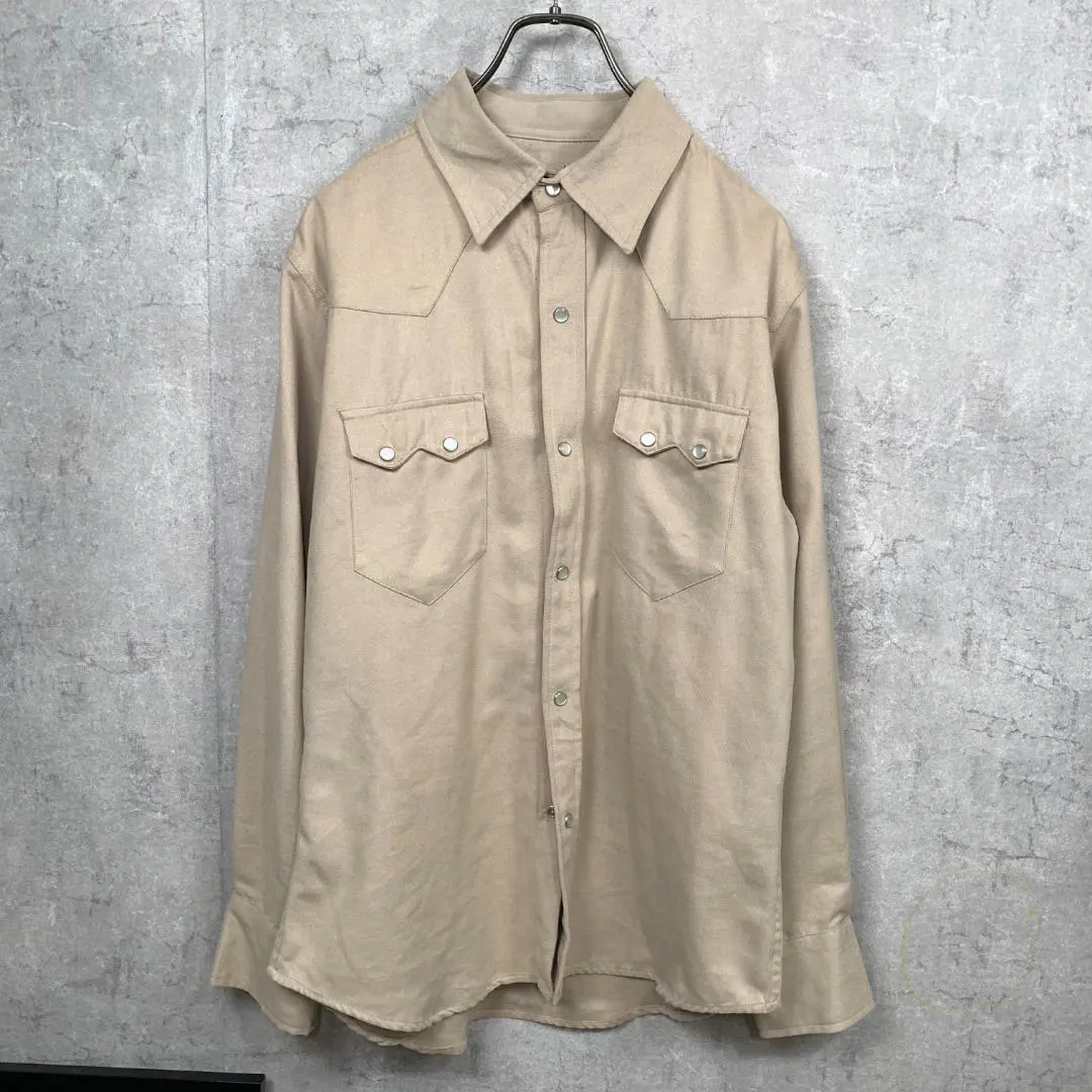 Thumbnail of PHOTOS Men's Shirt Blouse Long Sleeve M Beige Solid Color Autumn and Winter