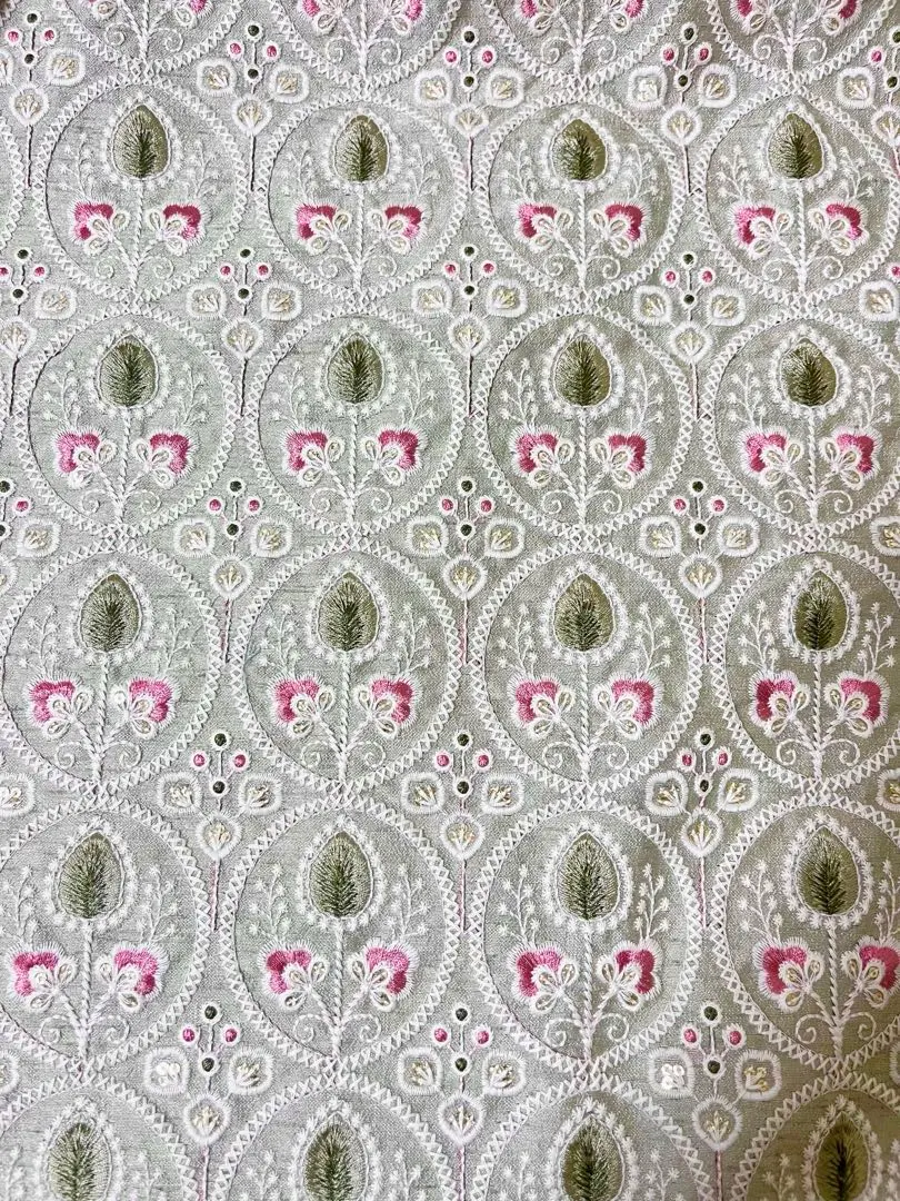Thumbnail of Indian embroidered fabric, muted green ♡