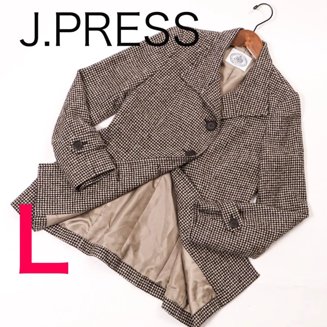 Thumbnail of E6621-124 ◾️ J.Press Wool Coat Houndstooth Pattern