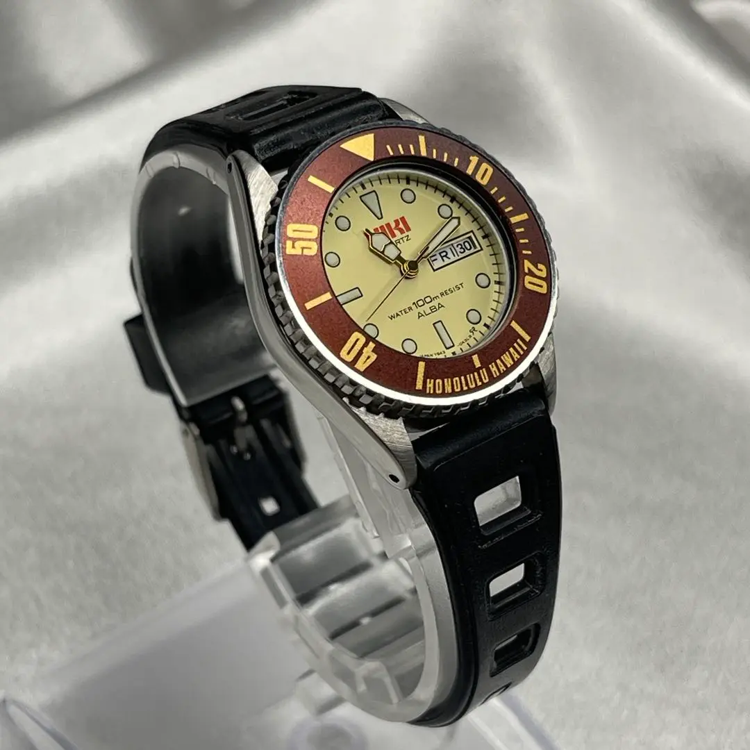レア ALBA SEIKO KIKI ダイバー 時計 HAWAII 水深100m