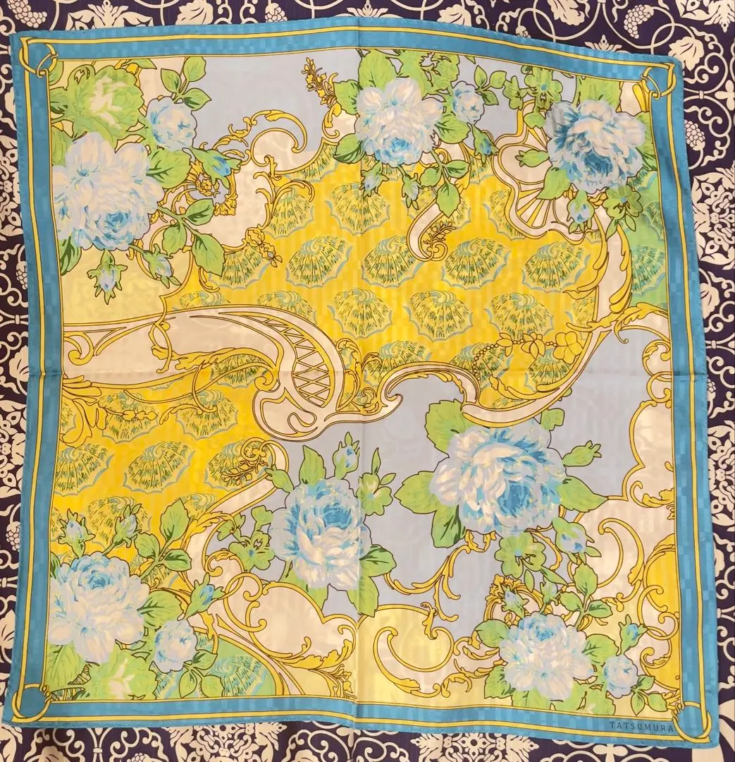 Thumbnail of A15 New, unused, stored item. Tatsumura Textile handkerchief, 58x58cm. Silk 50%, Cotton 50%. No box or seal.