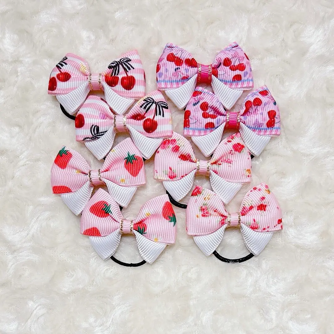 Thumbnail of Kids Hair Ties Double Ribbon Set Pink Fancy Girly