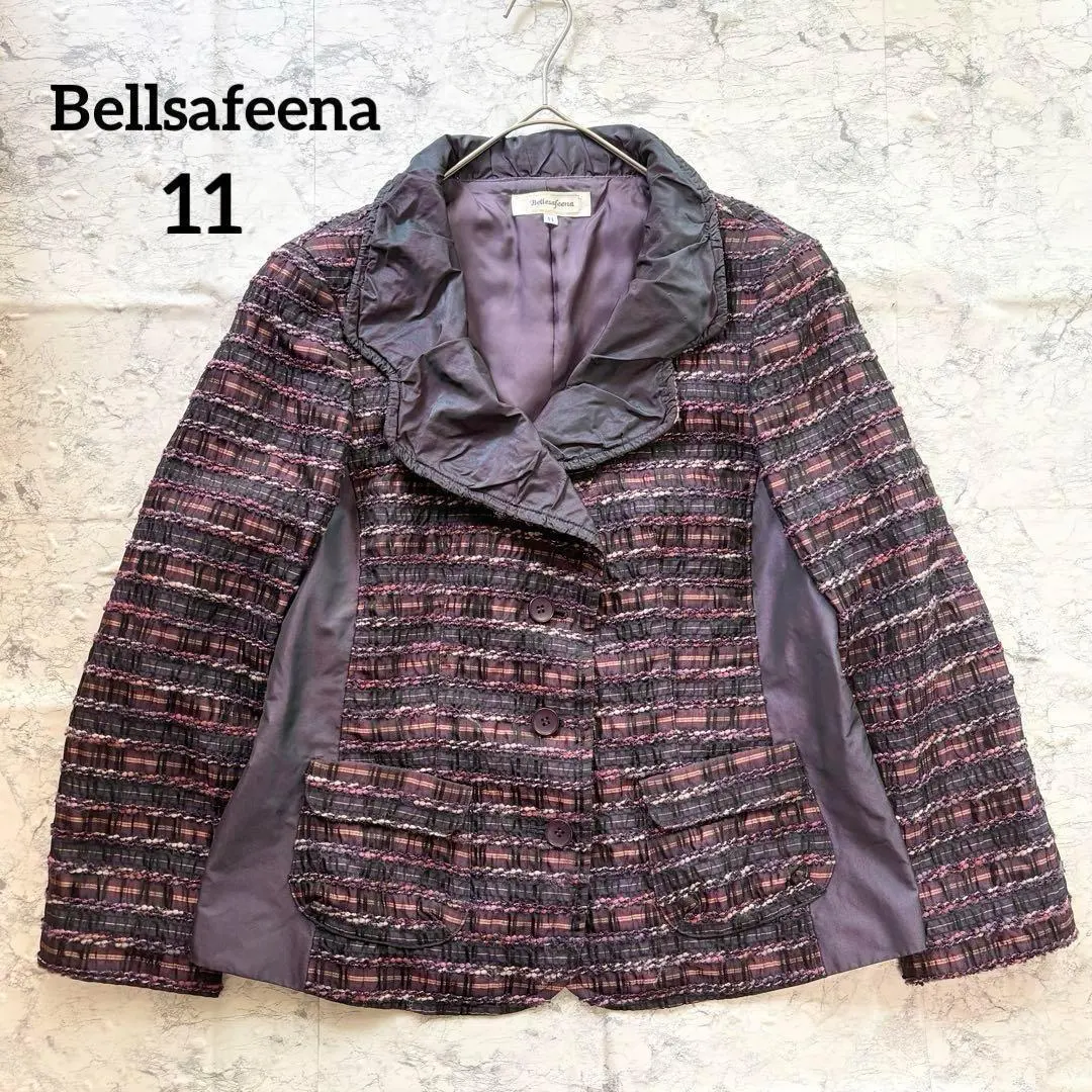 Thumbnail of Bersafina Tweed-style Jacket, Lightweight, for Mature Women, Purple, Mixed Materials, Size L (11)