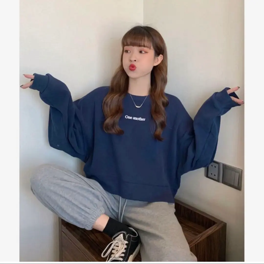 Thumbnail of New, unopened, unused, spring clothes, navy sweatshirt, short length