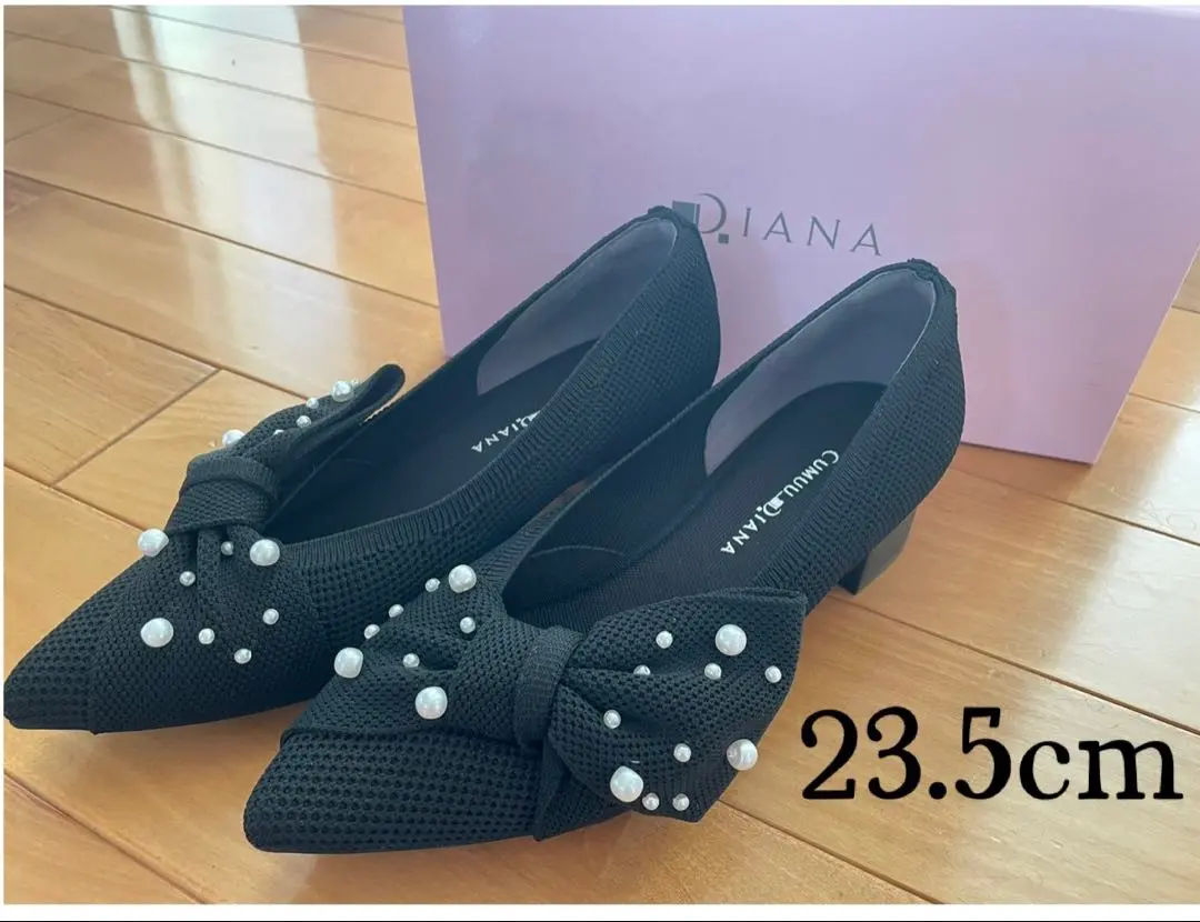 CUMUU DIANA✨ビジュー パール ニットローファー ダイアナ DIANA パール×ビジューローファー （黒カーフ