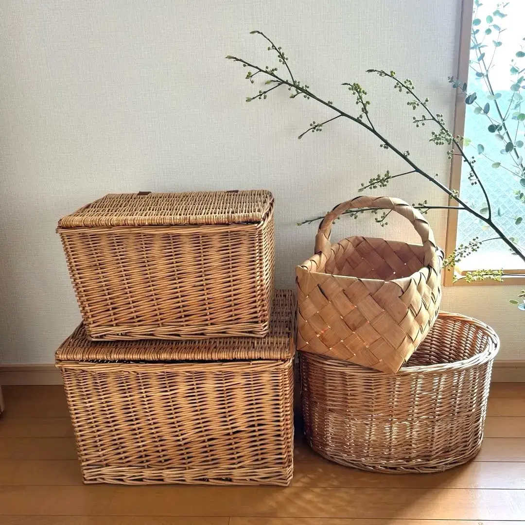 Salyu サリュ　バスケット４個セット salut!(サリュ) ライフスタイル 柳蓋付きバスケット その他