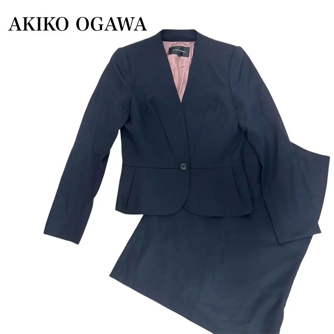 【みっちゃん】AKIKO OGAWA 黒のスーツ スカートスーツ上下 AKIKOOGAWA*アキコオガワ 近年モデル スーツセットアップ ノー