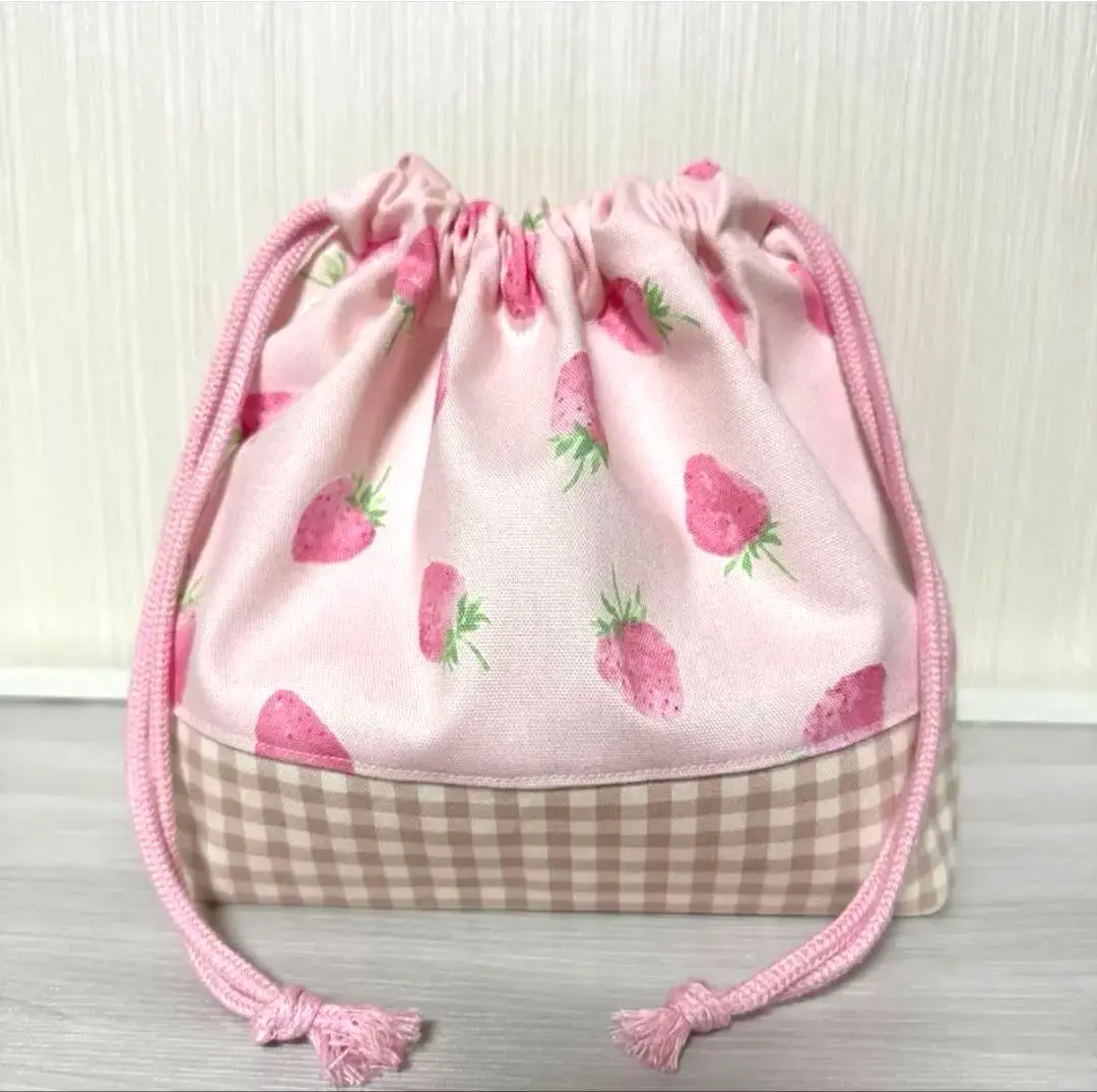 Thumbnail of No. 816 Bento Bag Drawstring Bag Handmade Girl Strawberry