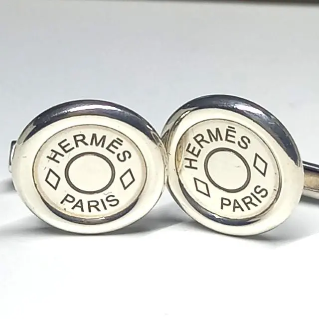Thumbnail of Hermès Cufflinks Sellier Stamp Button Silver Round 925 Men's