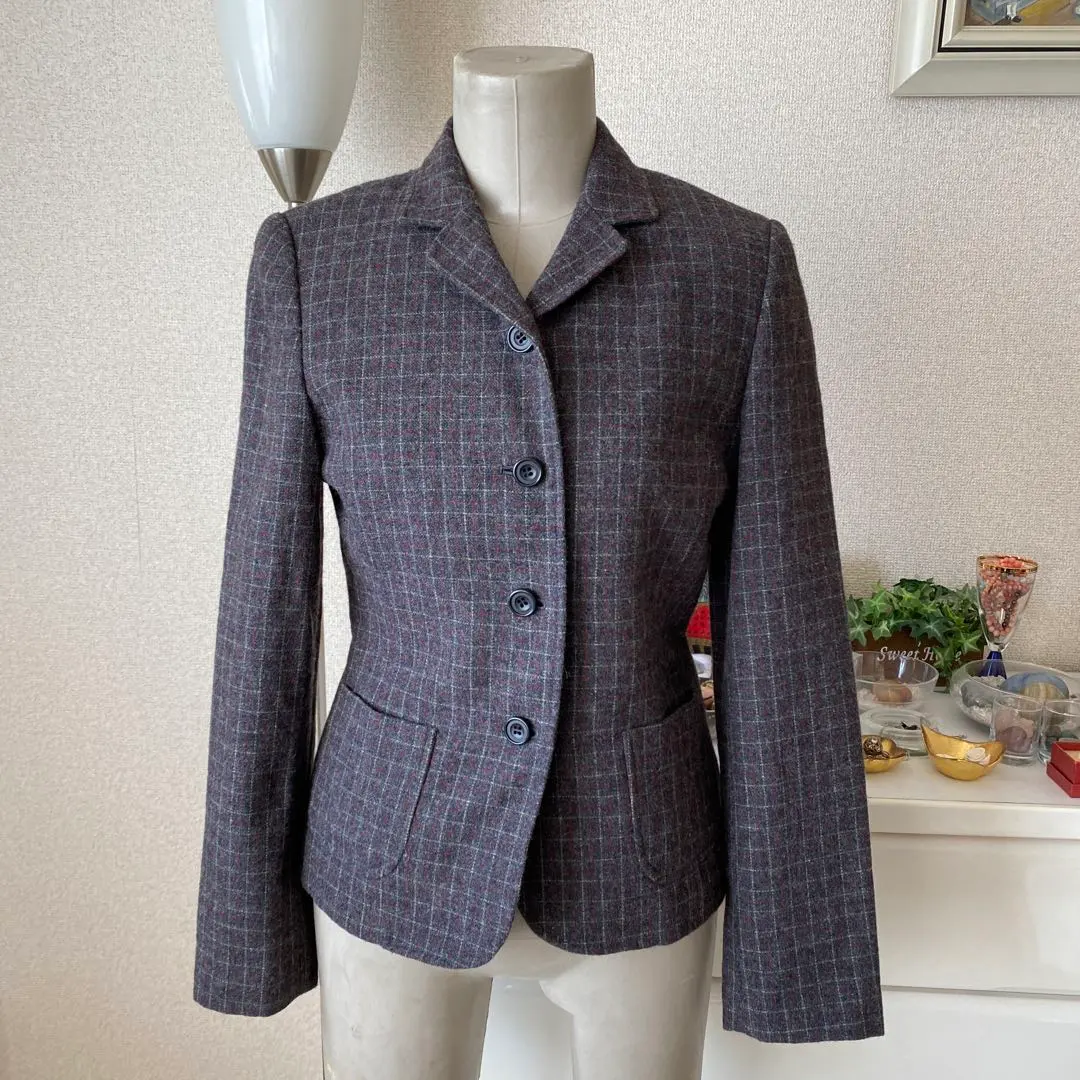 Thumbnail of MACPHEE Wool Checkered Tailored Jacket 38 Gray x Red x Beige