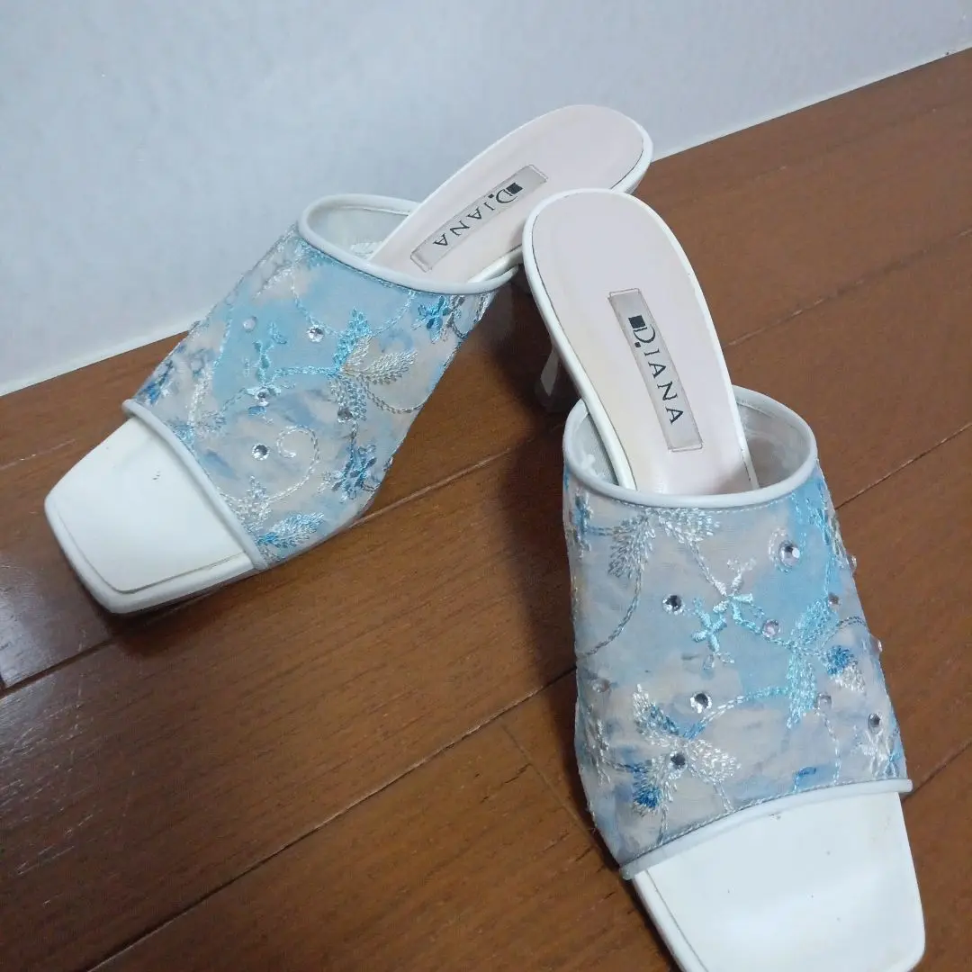 新品✨プラスダイアナ　絵画シリーズ　モネ　チュールスニーカー　完売品　ブルー プラスダイアナ ＋diana 【名画アートプリント】チュール
