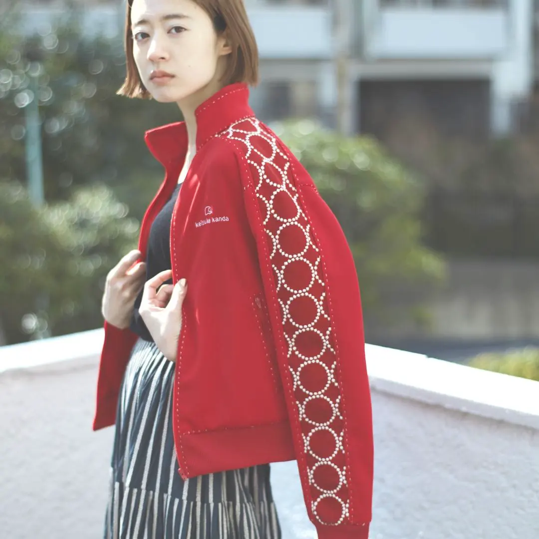 4月20日迄！超希少ミナペルホネン✖️ケイスケカンダ　タンバリンジャージ Keisuke Kanda × mina perhonen cream soda 手縫いのジャージ