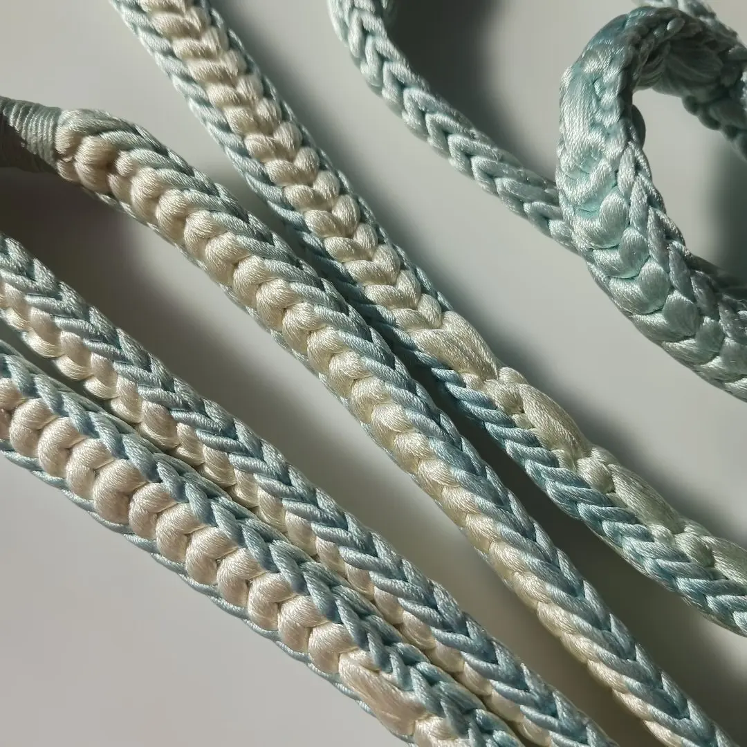 Thumbnail of Beautiful Condition Obi Cord, Flat Braid, Fuji Genji Braid, Indigo White & White, Color Close to Transparent Light Blue
