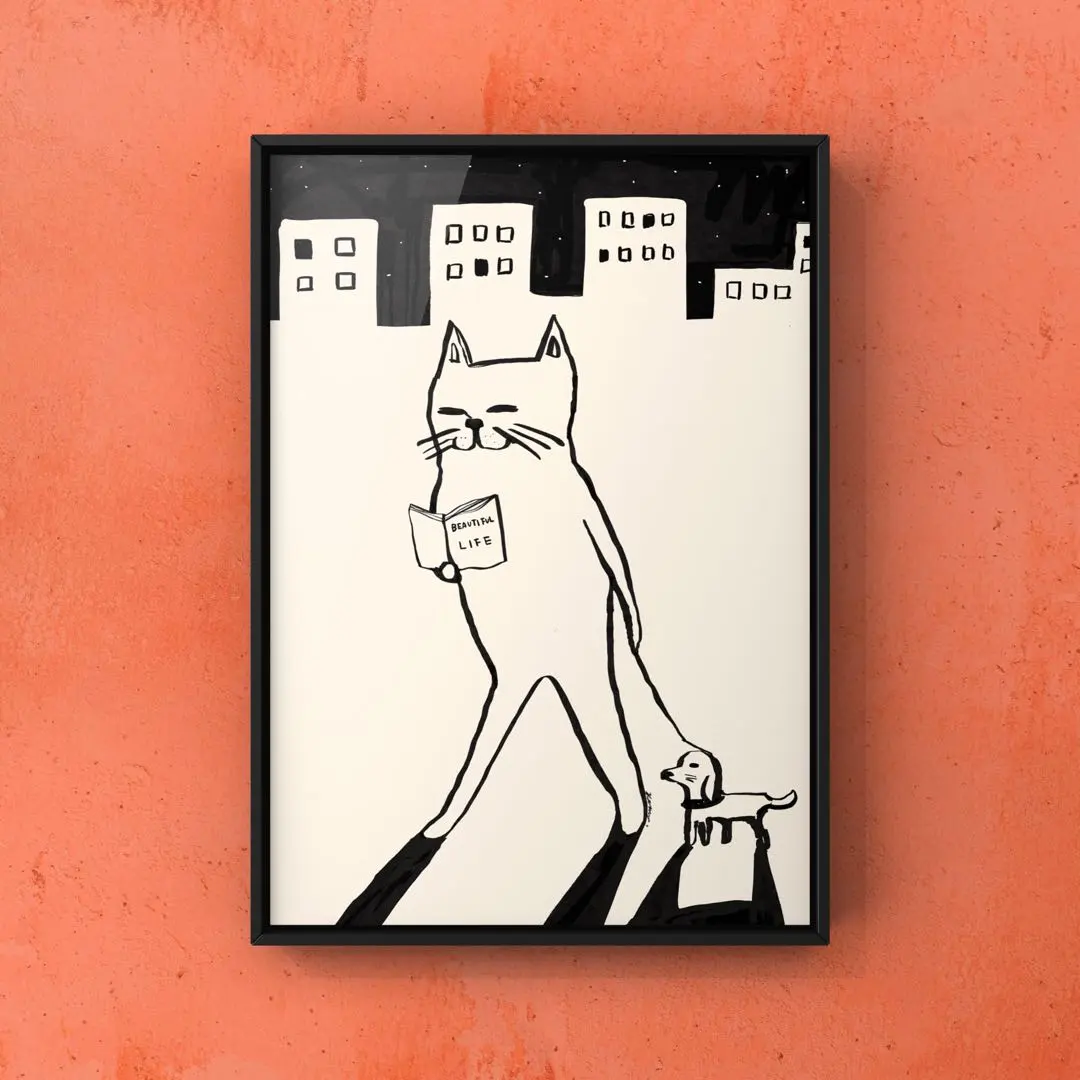 Thumbnail of ★A4 Framed★ Original Art Poster Tonight Cat Interior
