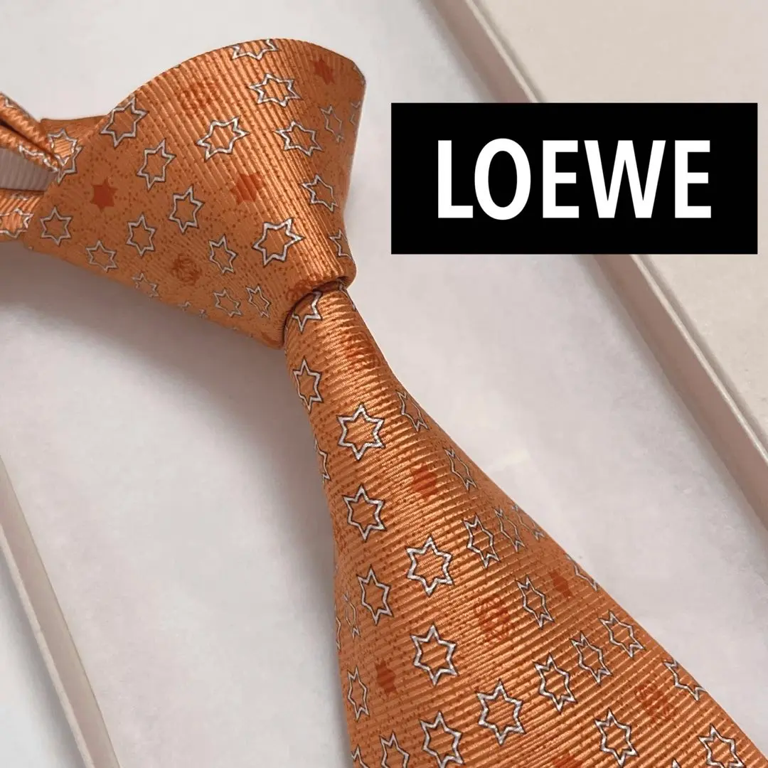 ꧁美品꧂ ロエベ ネクタイ アナグラム ロゴグラム Lロゴ ブルー オレンジ 美品꧂ ロエベ ネクタイ アナグラム ロゴグラム Lロゴ ブルー
