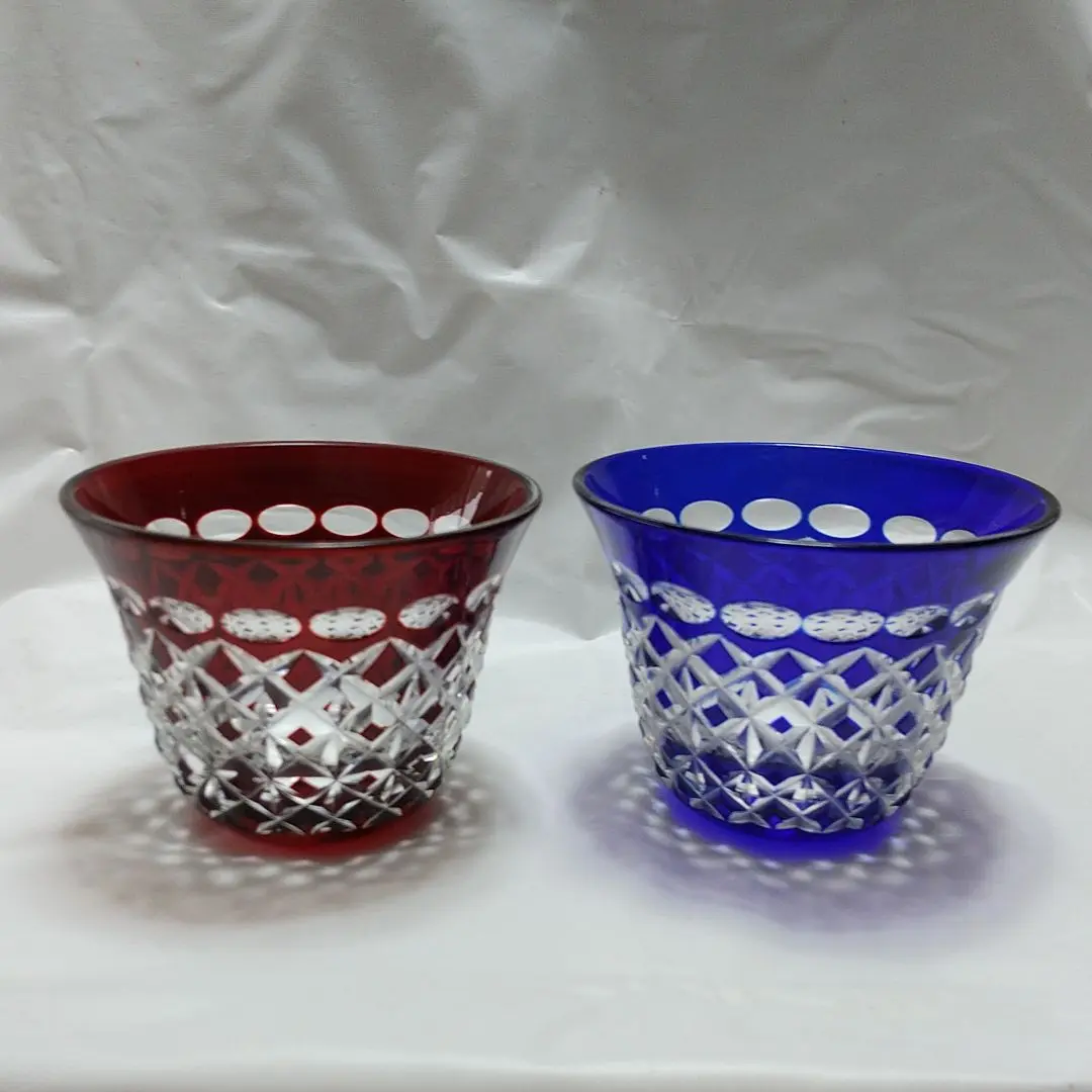 根本幸雄作　江戸の花切子酒器2個セット 根本幸雄作 江戸の花切子酒器2個セット 根本幸雄作 江戸