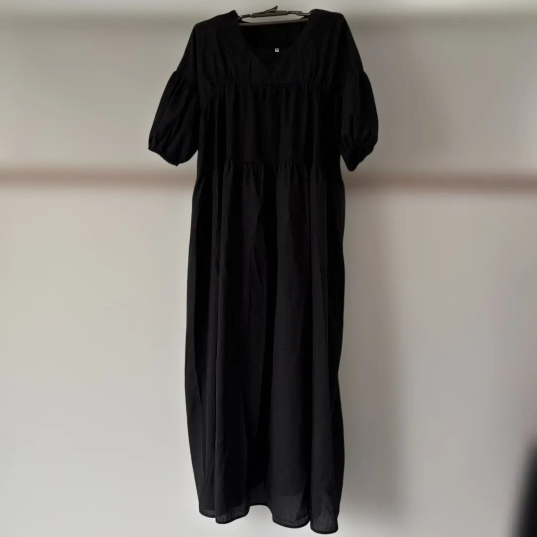Thumbnail of Black long cut-and-sew dress