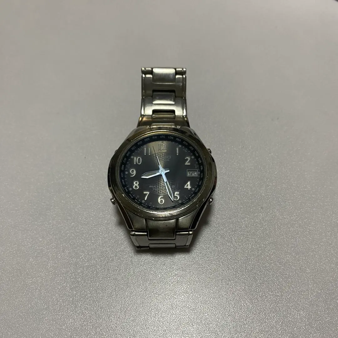 稼働 CASIO LINEAGE 腕時計 電波ソーラー ワールドタイム 1373