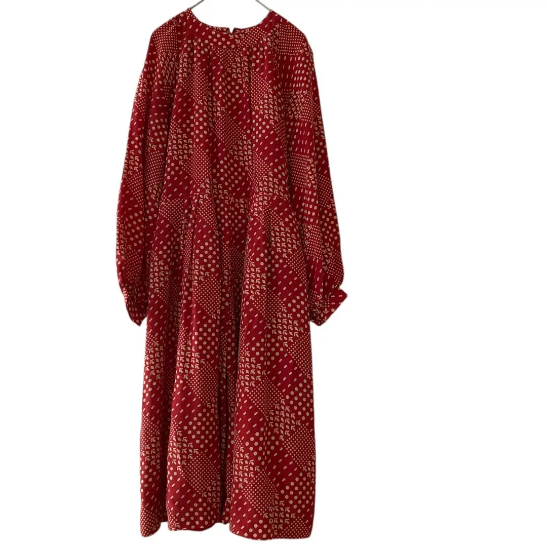 Thumbnail of No Brand Cut and Sew Long Dress Retro Red All-over Print Free