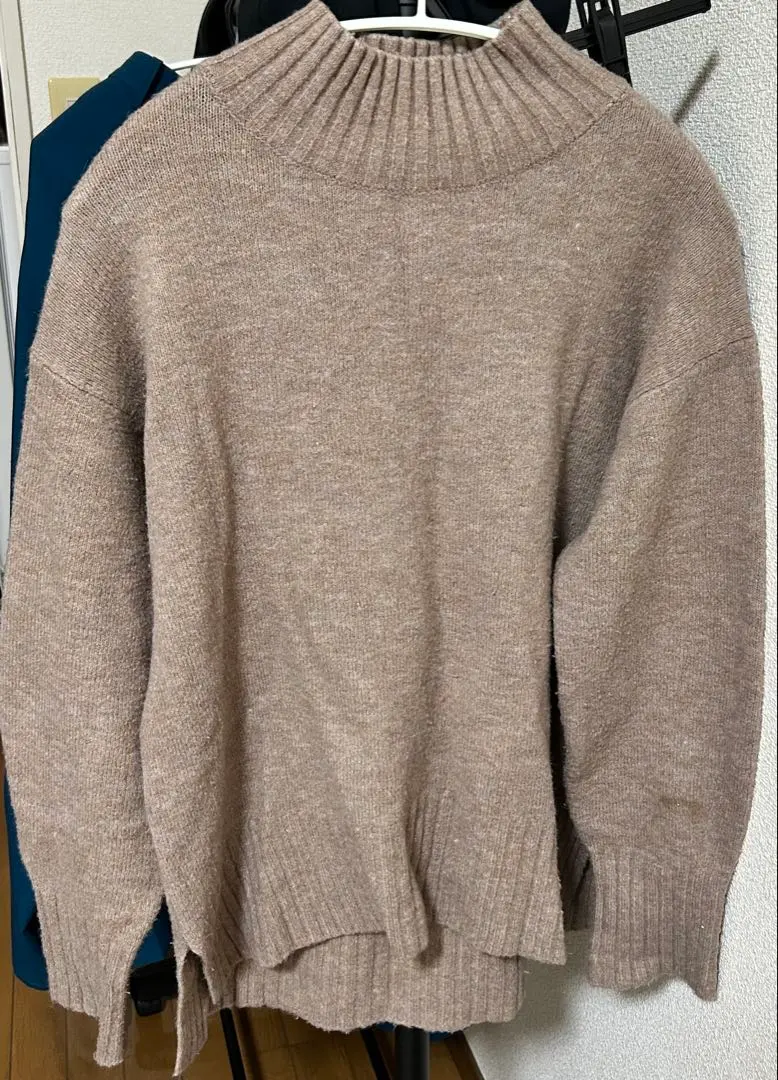 Thumbnail of Beige turtleneck knit sweater